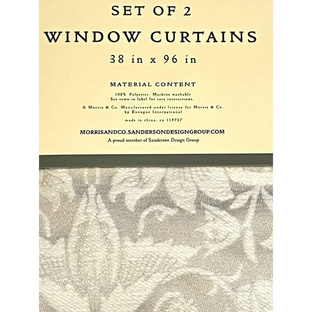 William Morris & Co Strawberry Thief Window Curtains Panels Set 38 X 96”